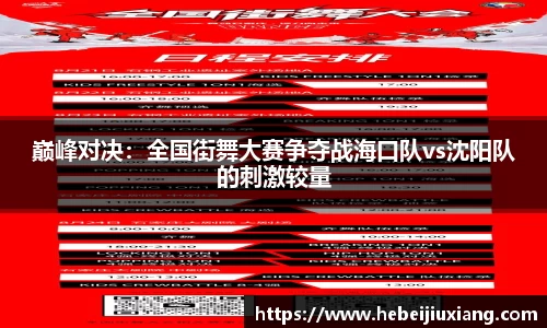 巅峰对决：全国街舞大赛争夺战海口队vs沈阳队的刺激较量